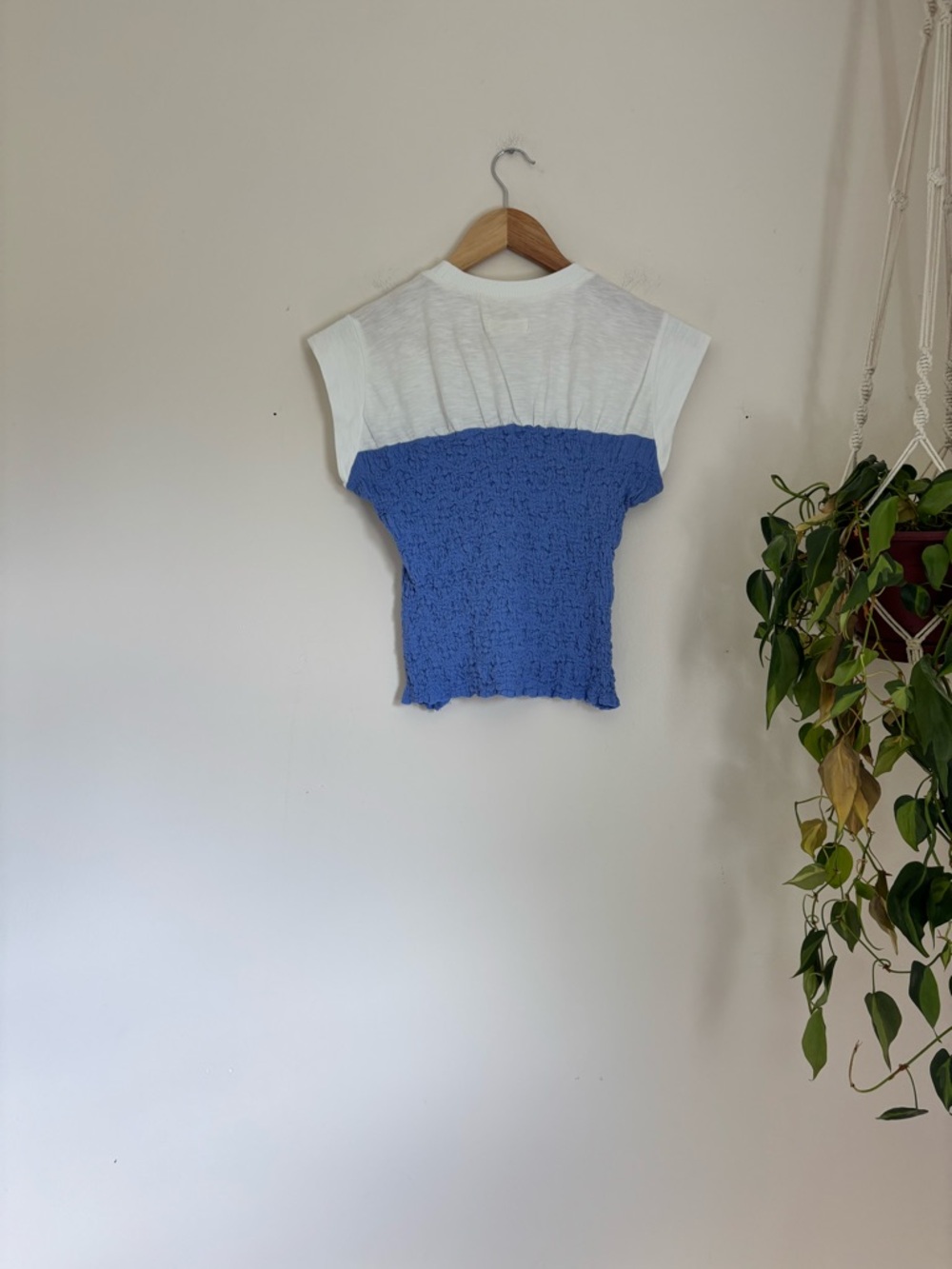 Anthropologie Maeve Cap Sleeve Smocked Tee - Picture 5 of 6